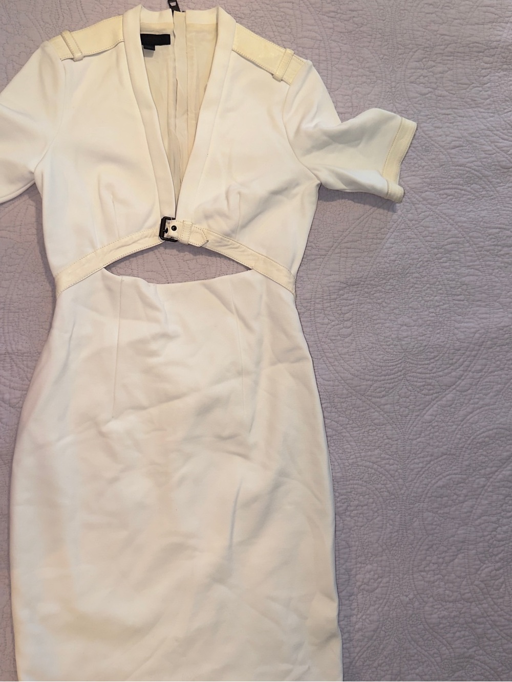 Burberry Cream Cutout Midi Dress with Buckle